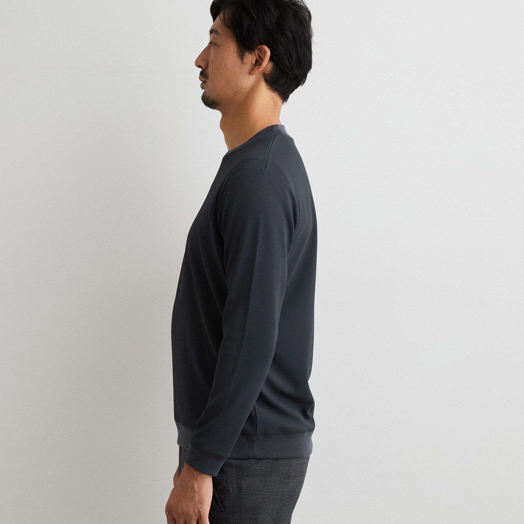 THE SHOP TK「【ジャケットインにおすすめ】ビジネス長袖Tシャツ 洗濯機OK／襟高」|Tシャツ・カットソー|