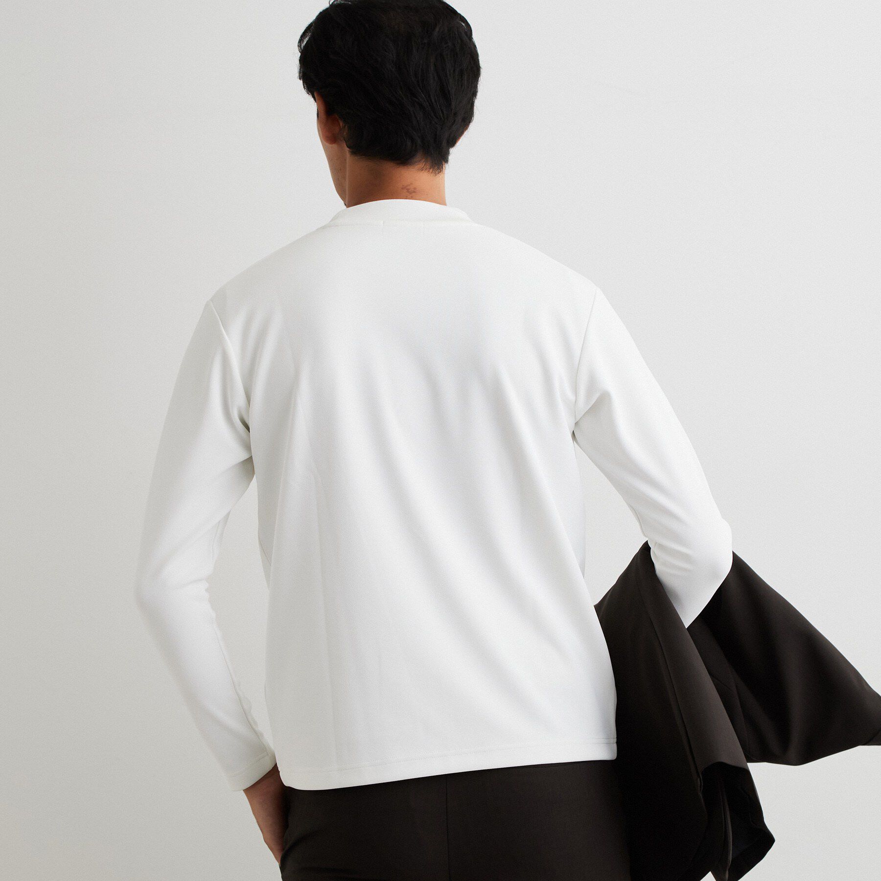 THE SHOP TK「【ジャケットインにおすすめ】ビジネス長袖Tシャツ 洗濯機OK／襟高」|Tシャツ・カットソー|