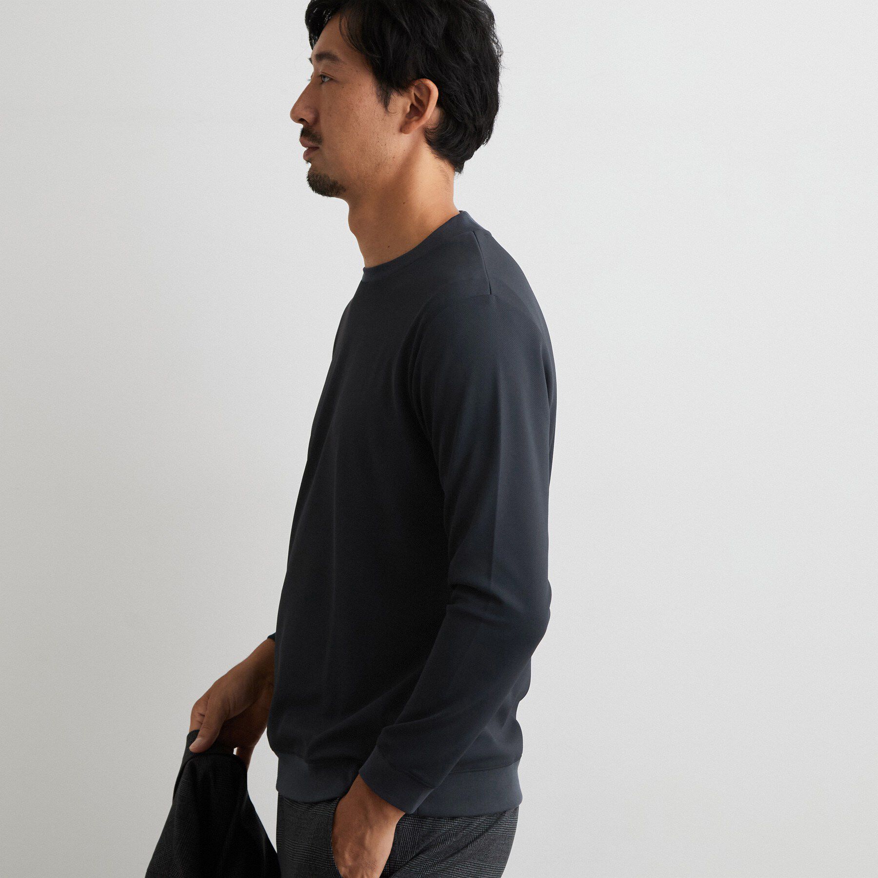 THE SHOP TK「【ジャケットインにおすすめ】ビジネス長袖Tシャツ 洗濯機OK／襟高」|Tシャツ・カットソー|