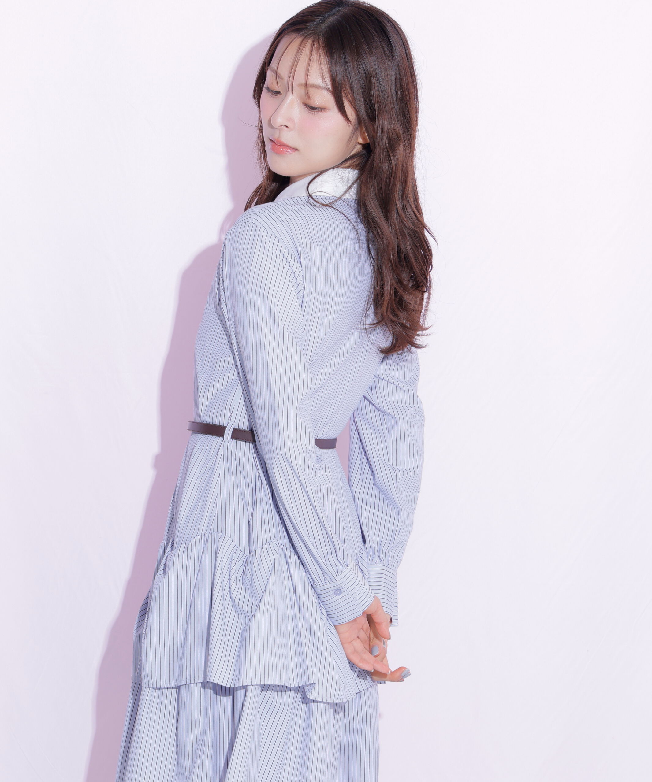  「ベルト付きミニシャツワンピース」|ワンピース|