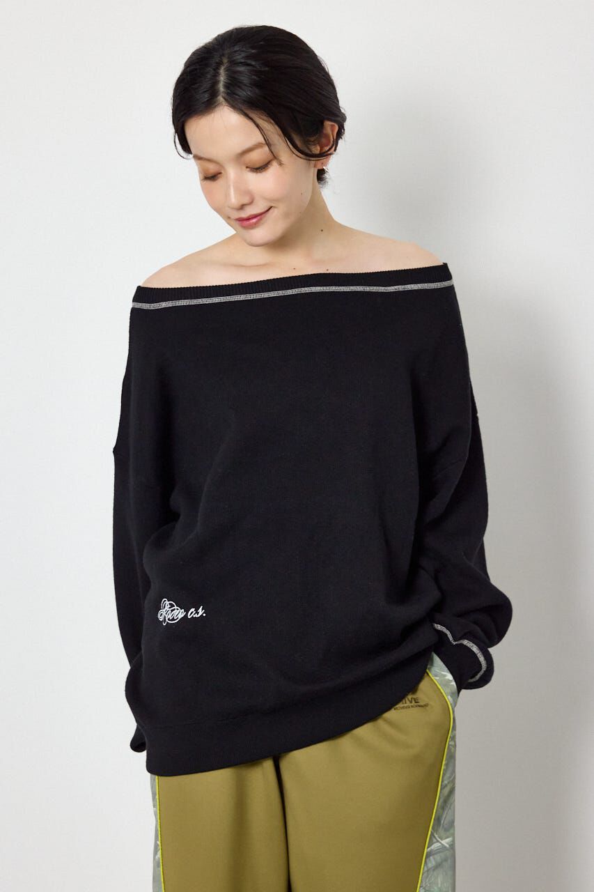 RODEO CROWNS「スウェットライク2wayオフショルニットトップス」|ニット・セーター|BLK
