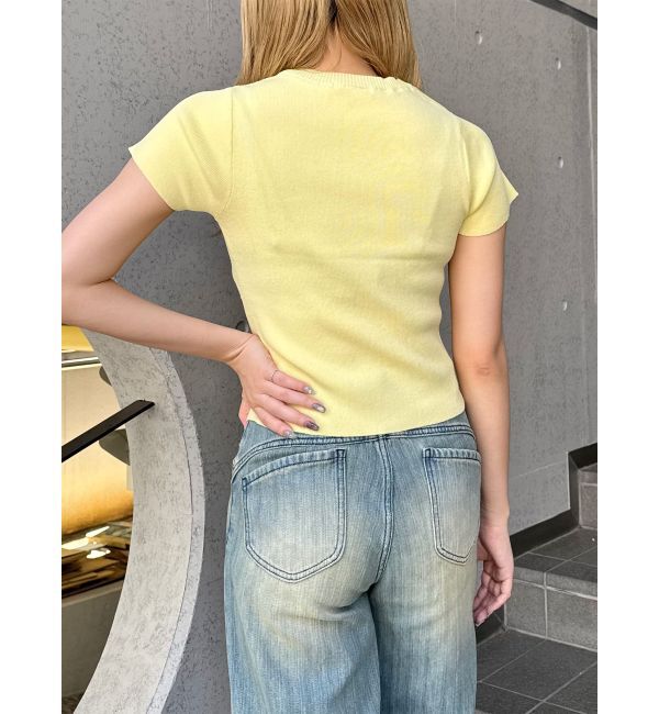 MURUA「レースレイヤードVネックハーフニット」|ニット・セーター|