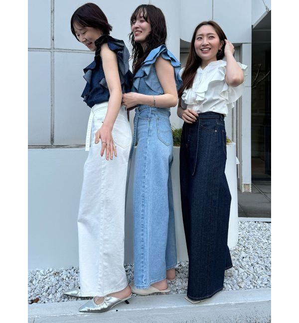 LAGUNAMOON「【Leeコラボ】ハイライズセミワイドパンツ」|デニム|