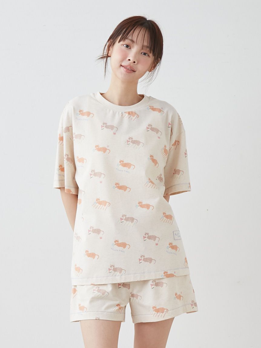 gelato pique「シーサイドキャット柄ショートパンツ」|ルームウェア|OATMEAL