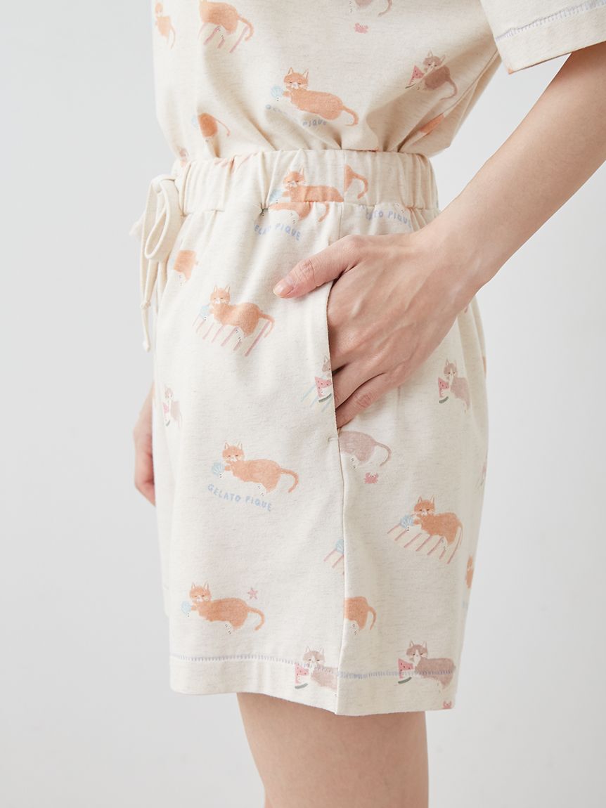 gelato pique「シーサイドキャット柄ショートパンツ」|ルームウェア|