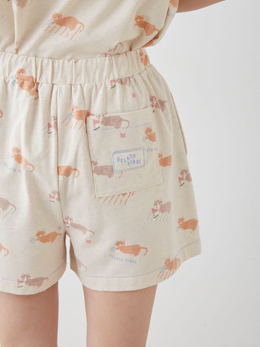 gelato pique「シーサイドキャット柄ショートパンツ」|ルームウェア|