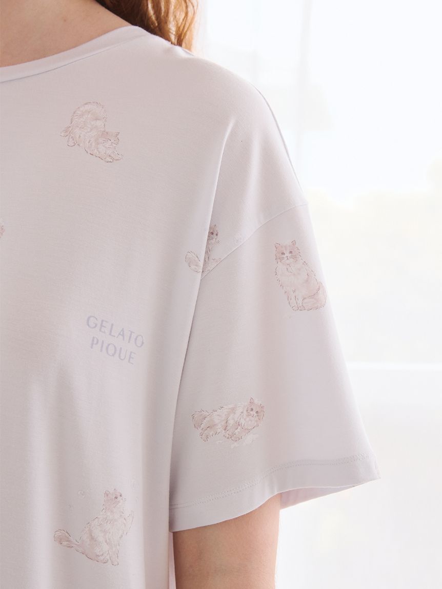 gelato pique「【抗菌防臭】バスタイムCAT柄ワンピース」|ルームウェア|