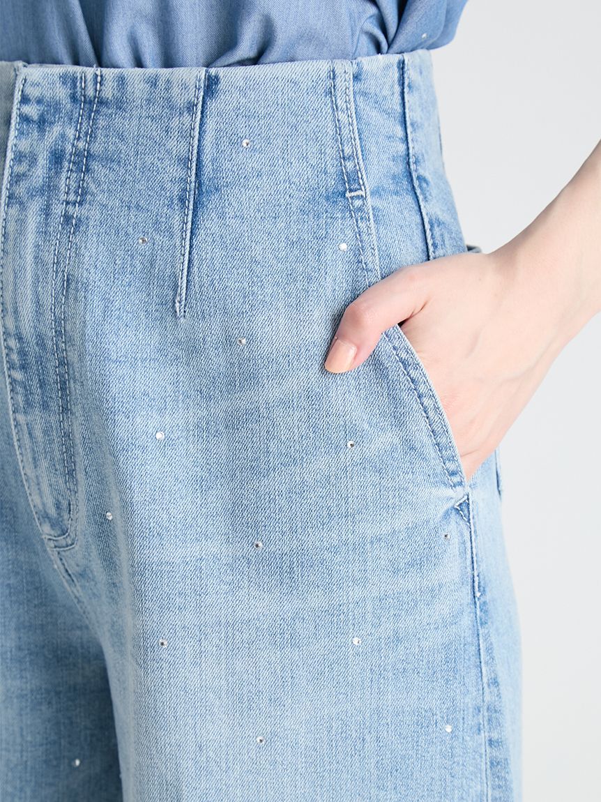 CELFORD「ビジューデニムワイドパンツ」|デニム|