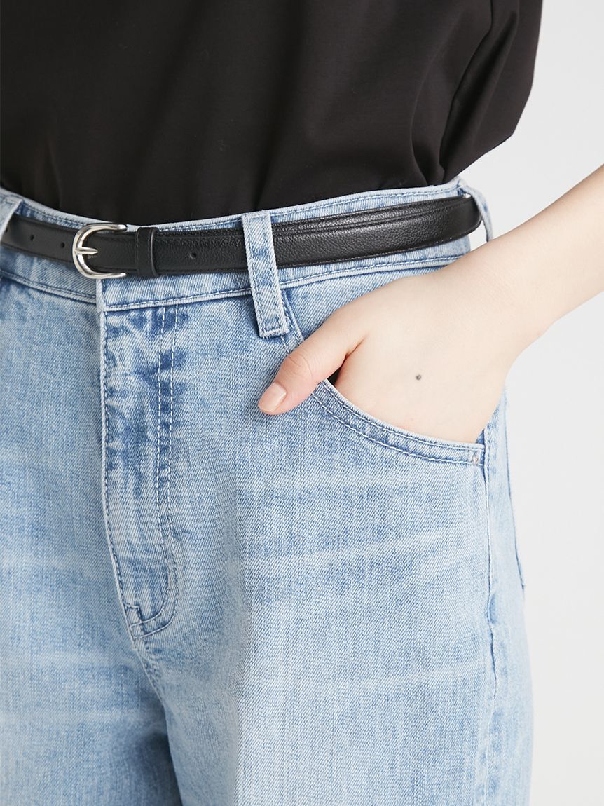 CELFORD「ベルト付きワイドストレートデニムパンツ」|デニム|