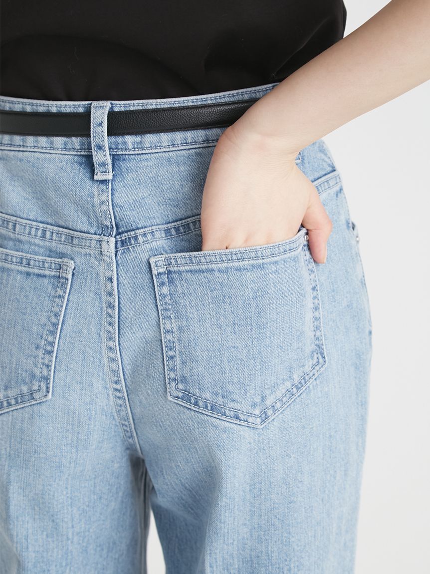 CELFORD「ベルト付きワイドストレートデニムパンツ」|デニム|