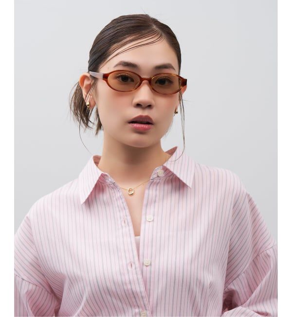  「SUNCUTGlasses/UV100%CUT オーバル型 サングラス | カラーレンズ 太縁フレーム  紫外線対策 UVカット」|サングラス|茶系デミ1