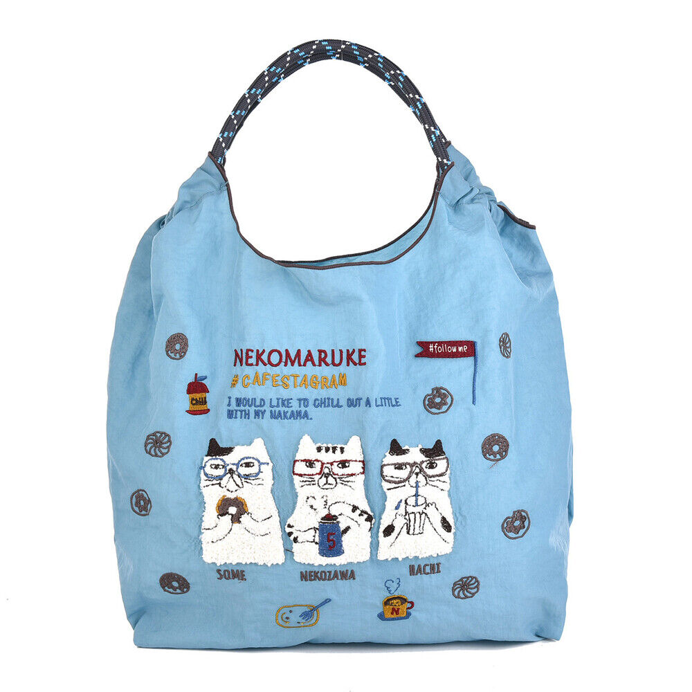 BACKYARD FAMILY「刺繍 ワッシャーバッグ M アニマル 通販 ワッシャーバック サブバッグ サブバック トート」|トートバッグ|ブルー1