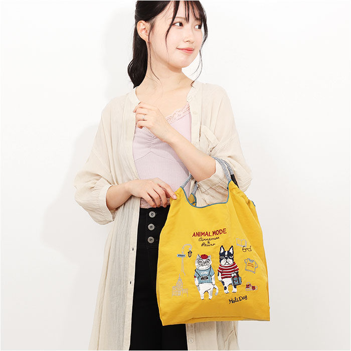 BACKYARD FAMILY「刺繍 ワッシャーバッグ M アニマル 通販 ワッシャーバック サブバッグ サブバック トート」|トートバッグ|