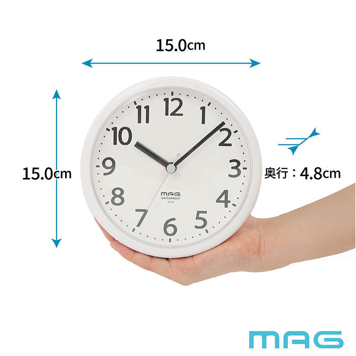 BACKYARD FAMILY「防水時計 MAG W795 通販 ノア精密 お風呂時計 バスクロック お風呂 時計 防水」|クロック・置時計|