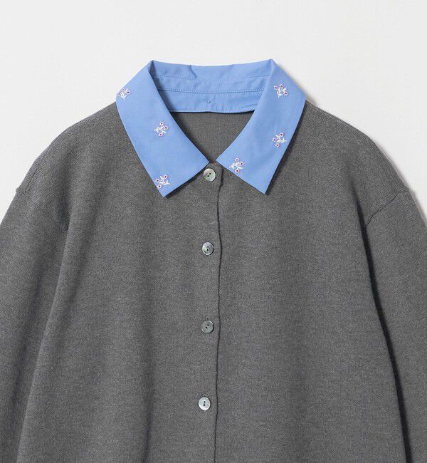 4WAY エンブロイダリー シャツ コンビ ニット ‐ウォッシャブル