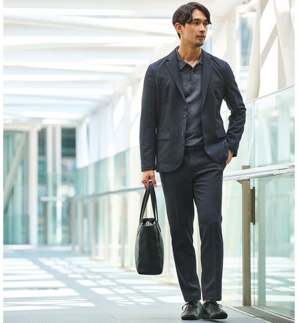 UNITED ARROWS green label relaxing「【WEB限定】JUST fit ミニチェック ナロー セットアップ ジャケット＆パンツ -ストレッチ-」|スーツ|NAVY