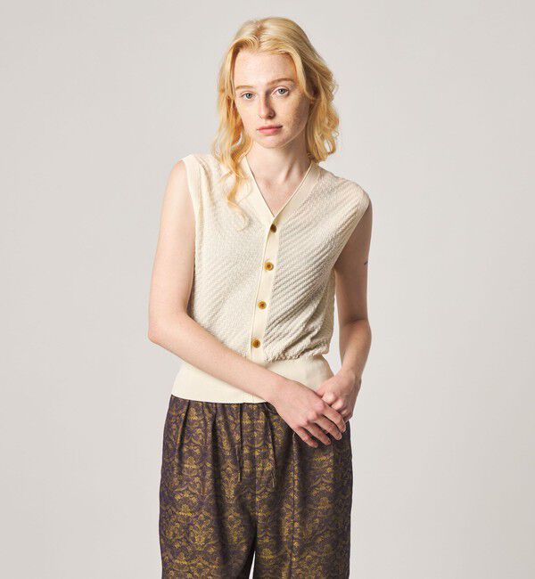 STEVEN ALAN「＜Steven Alan＞スクエア ジャガード ベスト」|ニット・セーター|OFF WHITE