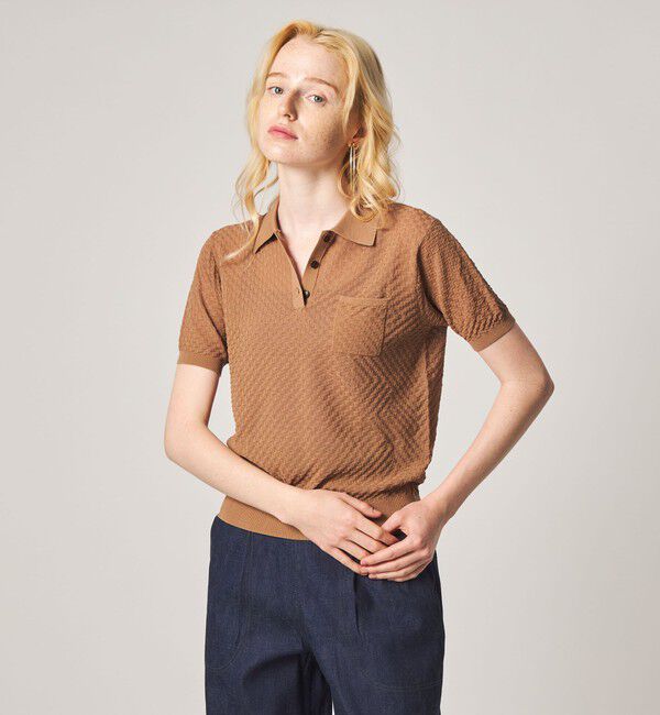 STEVEN ALAN「＜Steven Alan＞スクエア ジャガード ポロニット」|ニット・セーター|BEIGE
