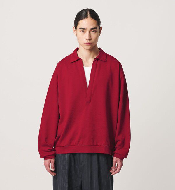 MONKEY TIME「シルケット ライト フレンチテリー スキッパー」|Tシャツ・カットソー|RED
