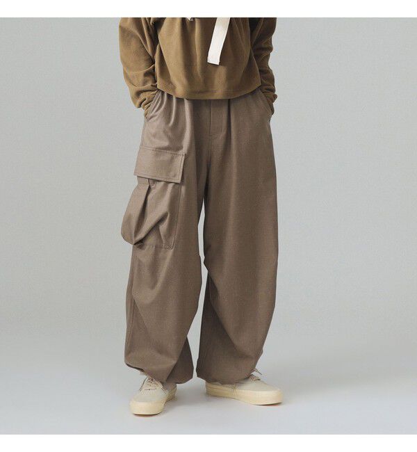 BEAMSBOY「maturely / リネン ウール ミリタリー パンツ」|カーゴ|BEIGE
