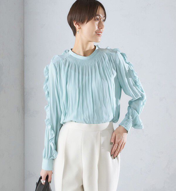 SHIPS for women「〈手洗い可能〉割繊 フリル デザイン ブラウス 24SS ◇」|シャツ・ブラウス|