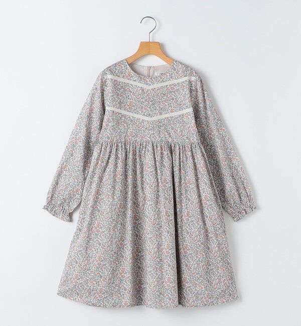 SHIPS KIDS「SHIPS KIDS:140～150cm / リバティ ギャザー ワンピース 長袖」|ワンピース|ピンク系
