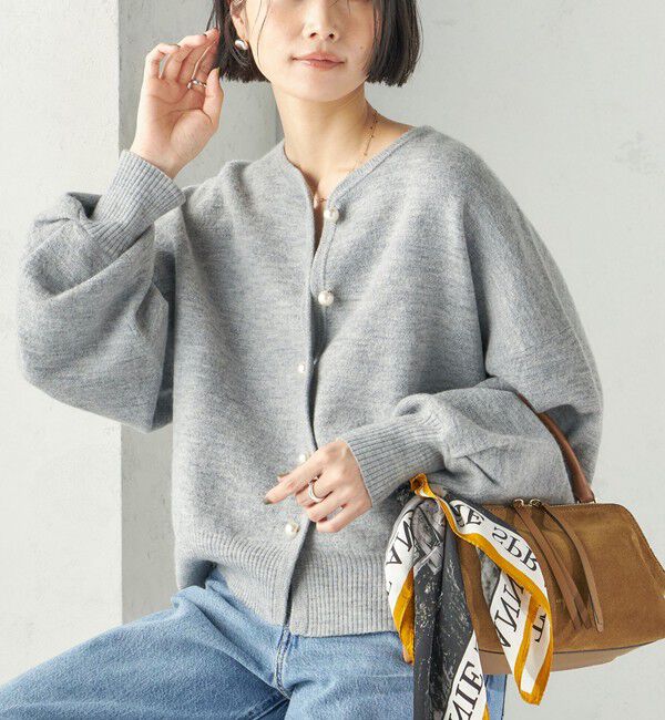 SHIPS for women「《予約》強縮 ウール パール ニット ジャケット」|カーディガン|トップグレー