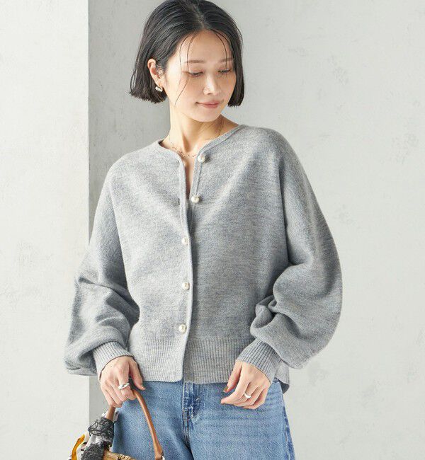 SHIPS for women「《予約》強縮 ウール パール ニット ジャケット」|カーディガン|