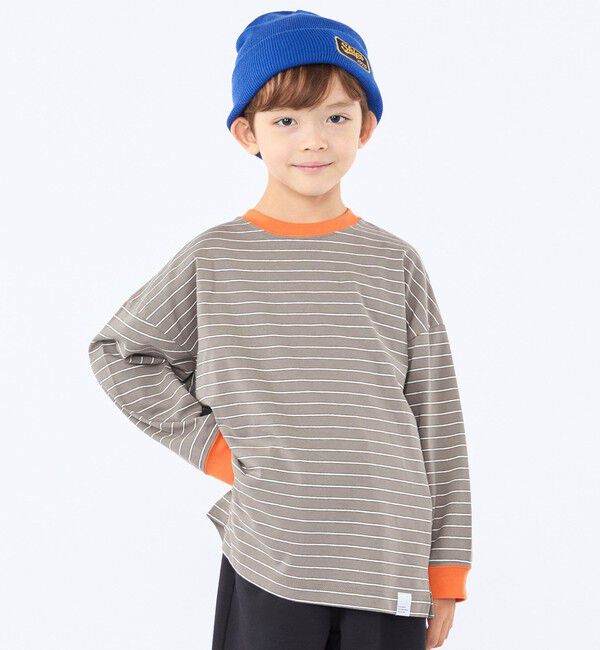 SHIPS KIDS「【別注】THYARD:100～130cm / マルチボーダー ロングスリーブ Tシャツ」|Tシャツ・カットソー|グレー