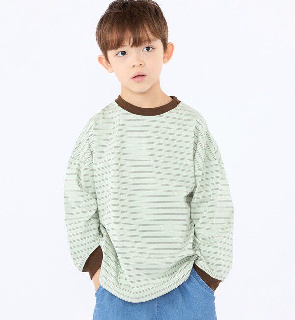 SHIPS KIDS「【別注】THYARD:100～130cm / マルチボーダー ロングスリーブ Tシャツ」|Tシャツ・カットソー|
