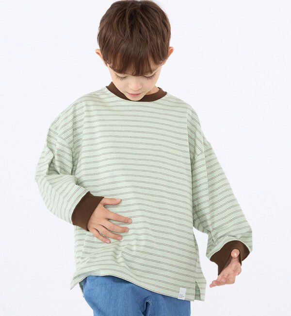 SHIPS KIDS「【別注】THYARD:100～130cm / マルチボーダー ロングスリーブ Tシャツ」|Tシャツ・カットソー|
