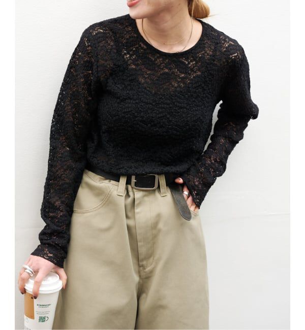 OUTDOOR PRODUCTS Usual Things「追加 ストレッチカットレースプルオーバー」|Tシャツ・カットソー|ブラック