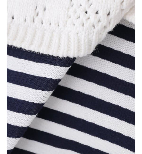 SLOBE IENA「nap/ナップ Crochet Collar Border Top 5641005」|Tシャツ・カットソー|