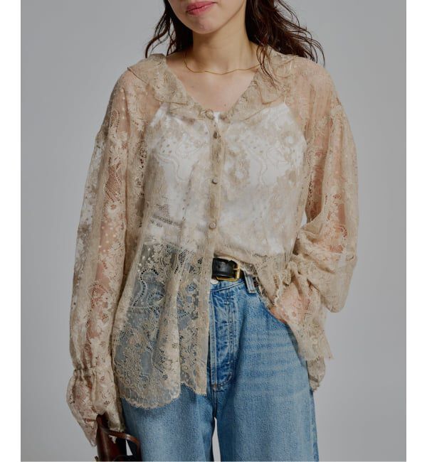 journal standard L'essage「《予約》L' ESSENTIAL リバーレースブラウス」|シャツ・ブラウス|ベージュ