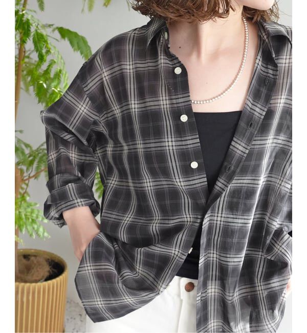 Spick and Span「コットンボイルチェックシャツ」|シャツ・ブラウス|ブラックベース