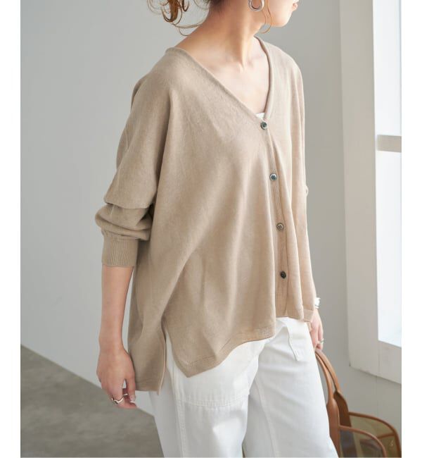 Spick and Span「《新色有り / 追加》コットンリネンギマオーバーサイズカーディガン」|カーディガン|