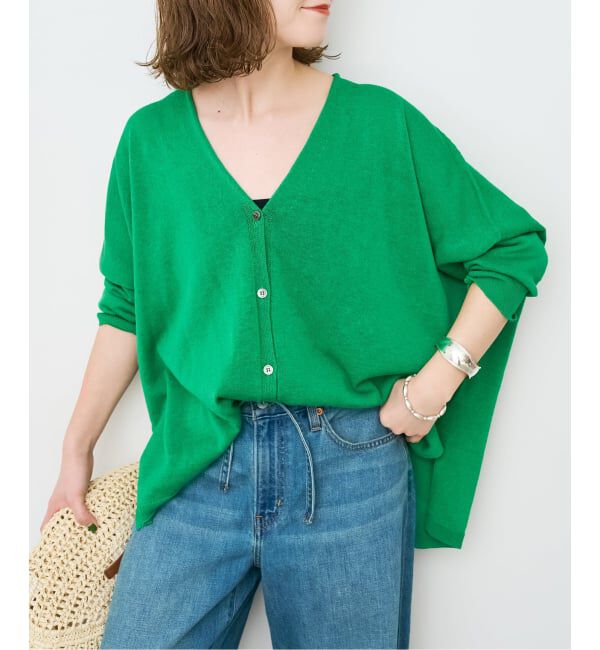 Spick and Span「《新色有り / 追加》コットンリネンギマオーバーサイズカーディガン」|カーディガン|