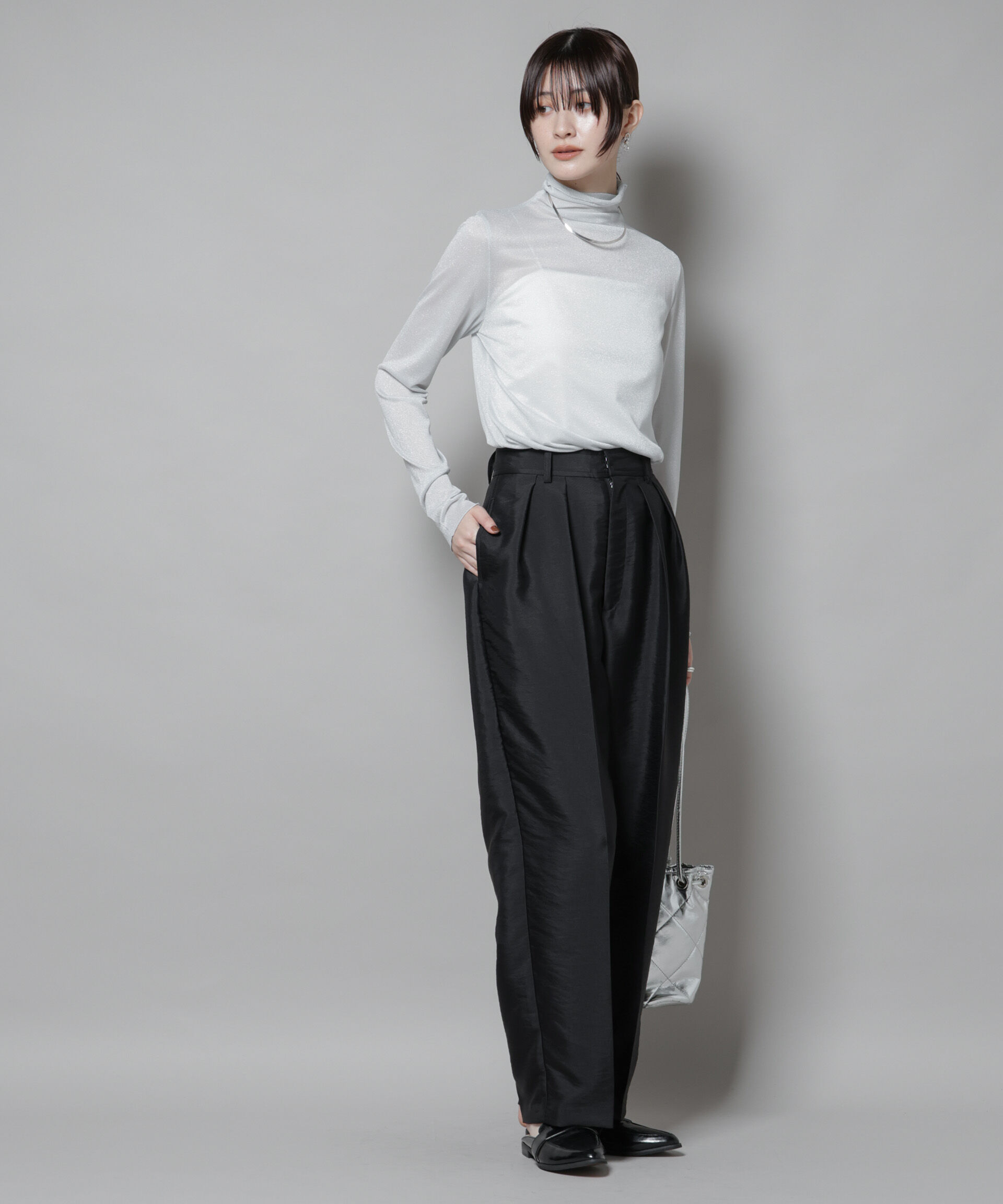 NANO universe「ラメシアータートルカットトップス」|Tシャツ・カットソー|