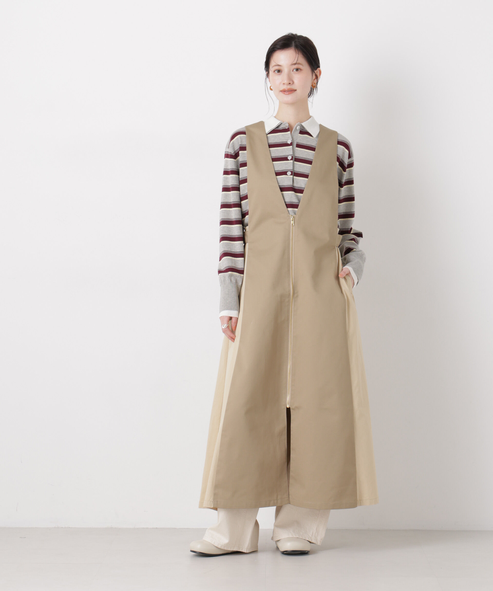 NANO universe「UNIVERSAL OVERALL/TWILL JUMPER SKIRT」|ワンピース|
