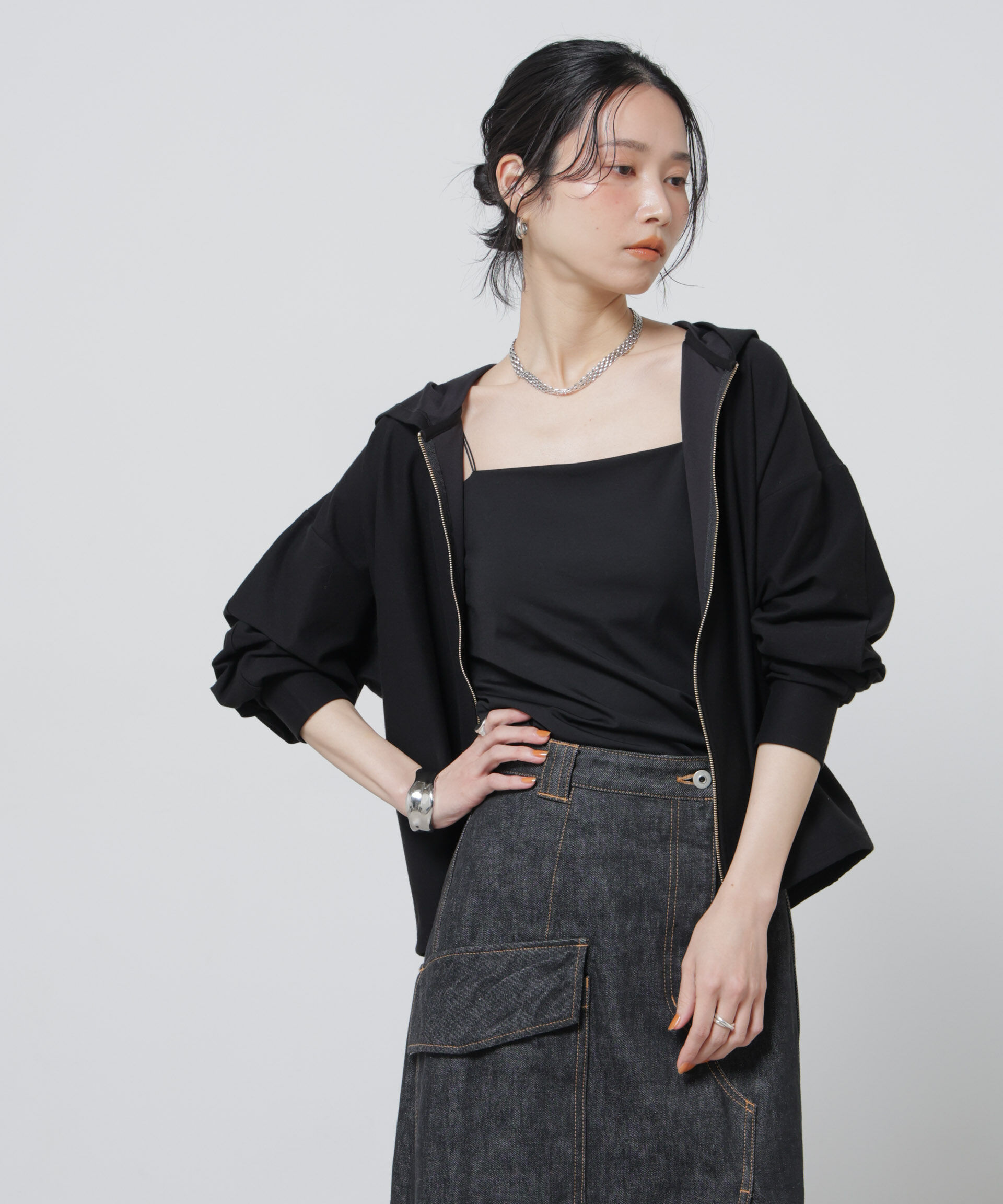 NANO universe「「Meaningful Continuity」coveross(R)ツイル調冷感プレーティング天竺パーカー」|Tシャツ・カットソー|