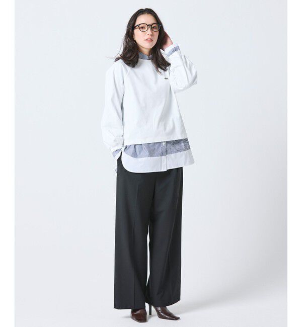 LACOSTE「レイヤードウエストタックワイドスラックスパンツ」|チノ|