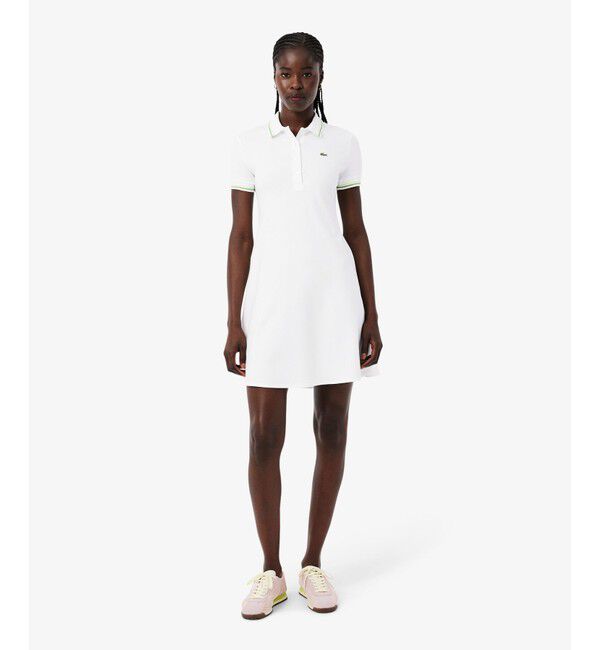 LACOSTE「配色ライン レーヨンブレンドポロドレス / フレアワンピース」|ワンピース|