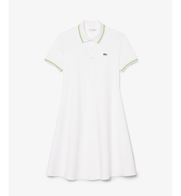 LACOSTE「配色ライン レーヨンブレンドポロドレス / フレアワンピース」|ワンピース|