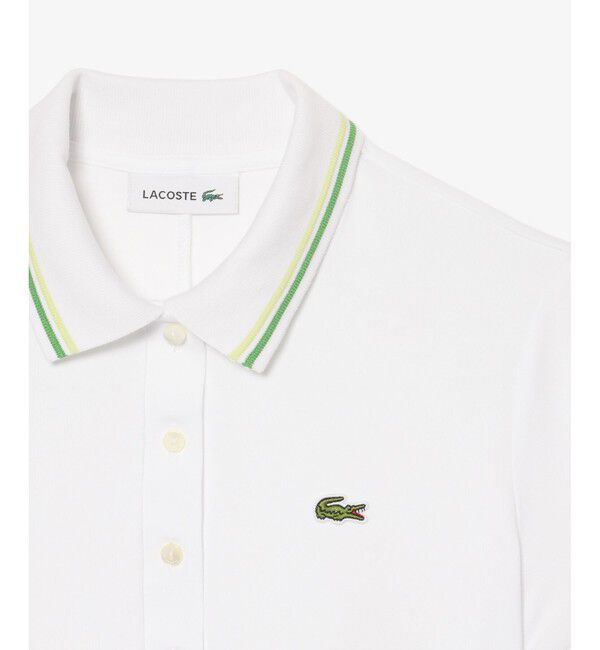 LACOSTE「配色ライン レーヨンブレンドポロドレス / フレアワンピース」|ワンピース|