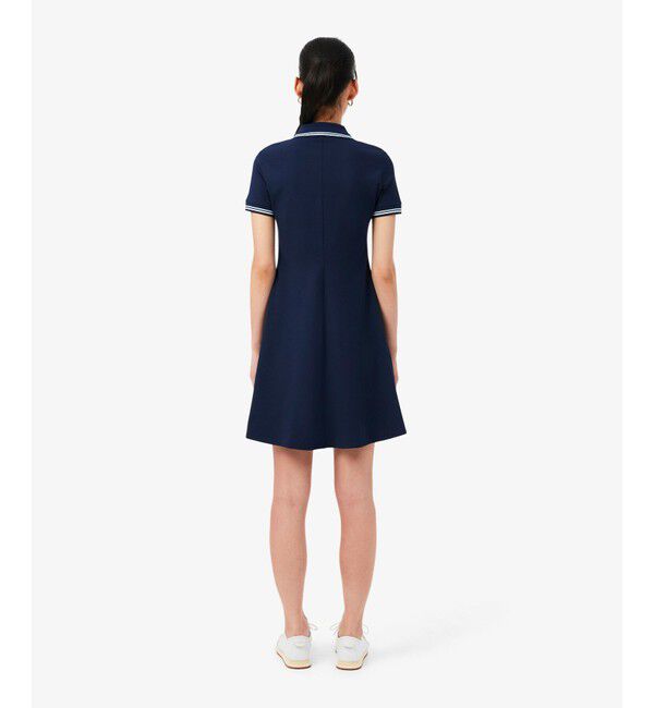 LACOSTE「配色ライン レーヨンブレンドポロドレス / フレアワンピース」|ワンピース|