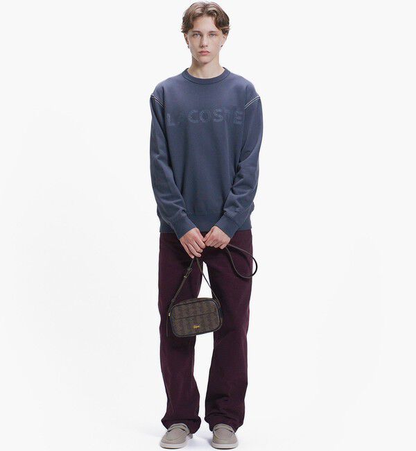 LACOSTE「エンザイムウォッシュ テクスチャーロゴ ヴィンテージクルーネックスウェット」|スウェット・ジャージ|