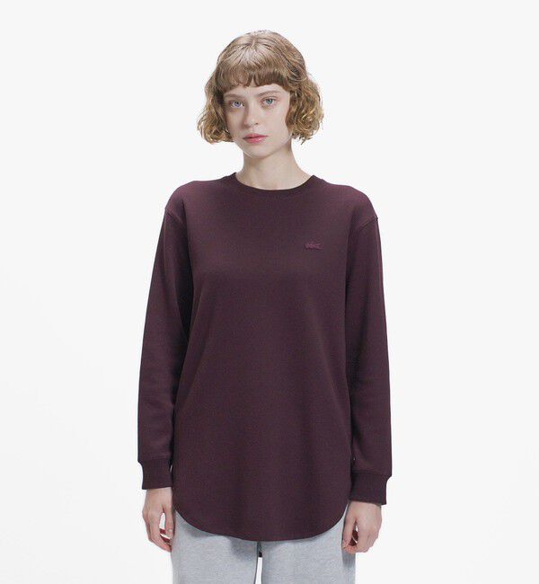 LACOSTE「ラウンドヘム ワッフルロングスリーブTシャツ」|Tシャツ・カットソー|バーガンディー