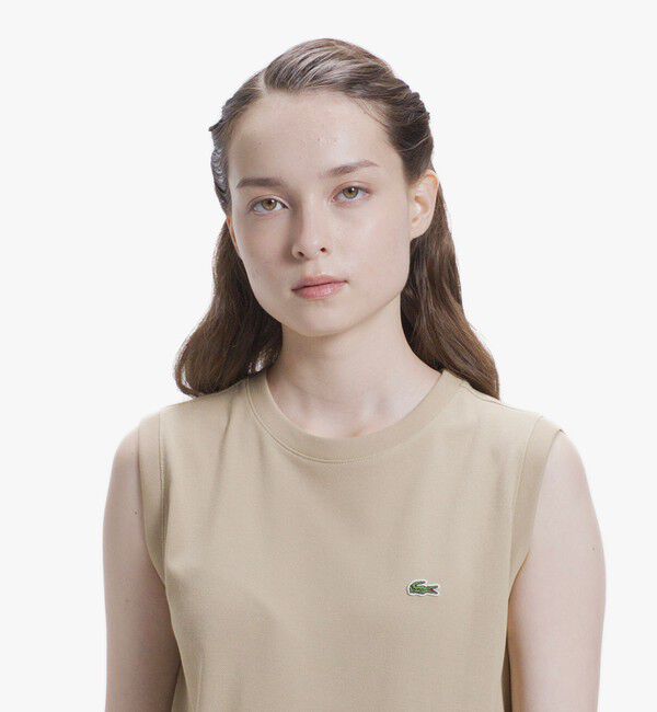 LACOSTE「ローウエストノースリーブ鹿の子ドレス」|ワンピース|