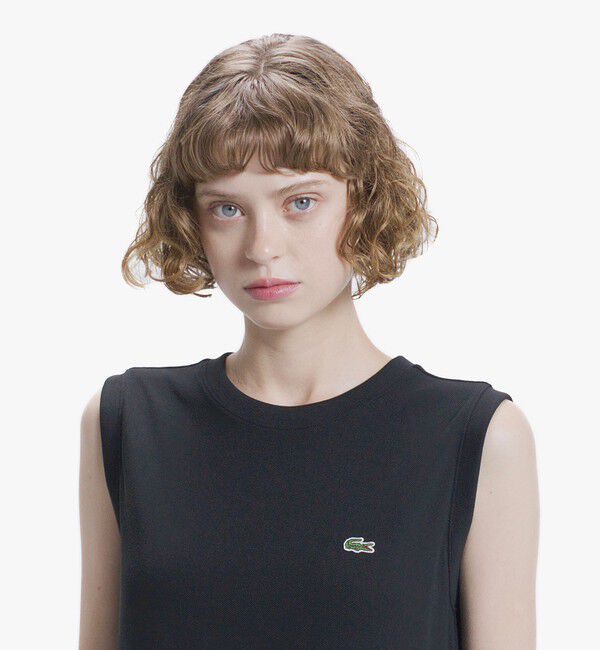 LACOSTE「ローウエストノースリーブ鹿の子ドレス」|ワンピース|