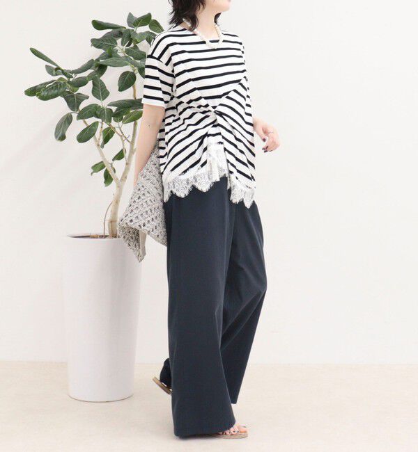 fredy emue「ボーダーアシメツイストプルオーバーTシャツ」|Tシャツ・カットソー|
